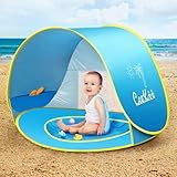 CeeKii Strandmuschel Baby Pop Up Strandmuschel Portable Faltbares Strandzelt UV Schutz mit Minipool für Kleinkinder, Strandzelt Pop Up für Strand Camping Garten Party, 120 x 70 x 80 cm (Blau)