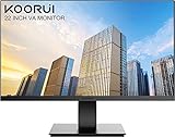 KOORUI 22 Zoll Computer Monitor, Desktop Gaming Monitor, FHD 1080P, 75Hz, Eye Comfort, sRGB 99% Farbumfangs, (Ultradünne Blende, HDMI, VGA, Neigbar, VESA 75x75), PC Bildschirm