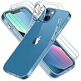 ivoler Hülle Kompatibel für iPhone 13 Mini 5.4 Zoll, Handyhülle mit 3 Stück Panzer Schutz Glas, Dünne Weiche TPU Silikon Transparent Stoßfest Schutzhülle Durchsichtige Kratzfest Case