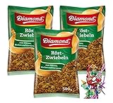 [ 3x 500g ] DIAMOND Röst-Zwiebeln / Geröstete Zwiebeln / Röstzwiebeln + ein kleiner Glücksanhänger