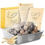 KRUSTENZAUBER Lavasteine Backofen zum Brot backen inkl. Edelstahl Dampfschüssel für optimale Wärmeverteilung dank natürlichen Wasserdampf, Brot Back Zubehör für knuspriges selbst gemachtes Brot