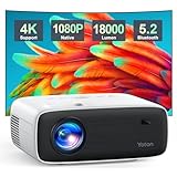 Beamer 4k 18000 Lumen, Yoton Y6 Projektor 4K mit Zwei Lautsprecher, Bluetooth 5.2, Einfache Navigationsoberfläche, Natives 1080P, Unterstützt 4K-Video, Kompatibel mit Smartphones, HDMI und Fire Stick