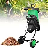 Elektro-Häcksler - Gartenhäcksler 2400 W, Leisehäcksler Max. Ø40 Mm, Schieber, Garten Häcksler Räder Und 50L Fangsack Inbegriffen, Gartengeräte Walzenhäcksler Schredder Häcksler