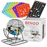 ALYNEX® Bingo Spiel – Set mit Metalltrommel, Bingo...