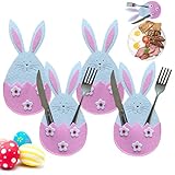 Osterbestecktasche, Besteckhalter in Form eines Osterhasen, Osterhase Gabel, Bestecktasche | Niedliche Besteck-Organizer 4 Teile/Set, Hasen-Ornament für Ostern