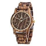 LeeEv Holzuhren Uwood Serie 40mm Unisex Natürliche Handarbeit Holz Uhr mit Geschenkbox & Band verstellbar