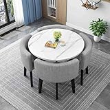 Modernes Esstisch-Set, rund, quadratisch, 4-teilig, Konferenztisch und Stuhl, platzsparend, Couchtisch für Küche, Esszimmer, Büro