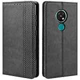 HualuBro Handyhülle für Nokia 7.2 Hülle, Nokia 6.2 Hülle, Retro Leder Stoßfest Klapphülle Schutzhülle Handytasche LederHülle Flip Case Cover für Nokia 7.2 / Nokia 6.2 Tasche, Schwarz