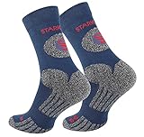 STARK SOUL Trekking Wandersocken für Damen & Herren, 2 Paar Atmungsaktive Gepolsterte Outdoor-Socken (Marine, 39-42)