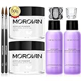 Morovan Acryl Nagel Set: 2 Transparente Acryl Nagelpulver Sets und 2 Monomer Acryl Nagellack Lösungen Geeignet für Anfänger