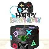 Sotpot 1 x Videospiel-Kuchenaufsatz 'Happy Birthday', Glitzer-Spiel-Controller, Party-Kuchendekorationen für Kinder, Gaming-Themen-Geburtstagsparty-Zubehör (Farbe)