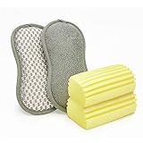 SEIBUR® 2 magische Staubfänger-Schwämme + 2 Geschirrschwämme | Magische Staubschwämme + 2 Spülschwamm | Hygiene-Set, Scheuerschwämme und feuchter Staubwedel für zu Hause (Gelb)