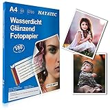 50 Blatt Fotopapier A4 hoch glänzend Tintenstrahldrucker 180g/m² Fotopapier Fotokarten Photokarten Sofort Trocken Wasserfest Hochweiß Fotoblätter