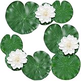Barlone 9 Stück Seerosen Künstlich, Künstliche Seerosen, Schwimmende Blumen, Miniteich Deko Seerose Lotusblüte Künstliche Teichpflanzen, Seerose Künstlich für Fischteich Aquarium Garten Teich Terrasse