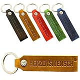 JOKO DESIGN Herzensmensch Leder Schlüsselanhänger - Geschenke für Frauen Männer Freundin Jahrestag - Partner Geschenkidee Liebe Geburtstag - design Made in Germany, braun