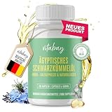 Vitabay Schwarzkümmelöl Kapseln Hochdosiert 500mg - 180 Kapseln - 3000 mg pro Tagesdosis + Vitamin E - Ägyptisches Schwarzkümmelöl in Kapseln - Kaltgepresst & Naturbelassen - Schwarzkümmel Öl Kapseln