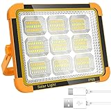 LED Strahler Akku - 100W LED Baustrahler Akku - Tragbarer LED Arbeitschleucte Akku 5730 Leds - Wiederaufladbarer Strahler Solar Power Bank für Camping, Werkstatt, Outdoor, Garage, Keller, Notfall