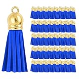 Mandala Crafts 100 Stück goldene Kappe, königsblaue Kunstwildleder-Quasten, Großpackung, Schlüsselanhänger, kleine Lederquasten für Charms, Schmuckherstellung und Bastelarbeiten