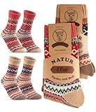 FORVEVO 4 Paar Alpaka socken Damen Herren,Warme Wollsocken,Weiche Wintersocken Stricksocken Weihnachtssocken für Damen（Multicolor01,S）