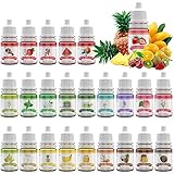Lebensmittelaroma, Food Flavour Drops - 24 Konzentriertes Lebensmittel Flavor Oil Aromaöl zum Backen, Kochen, Kosmetik - Flüssiger Lipgloss Flavoring Oil für Getränke, Seifen - Wasser- und öllöslich