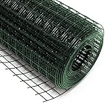 Volierendraht 4-Eck in Grün mit 12x12mm Maschengröße, 25m Rolle 100cm Höhe, aus verzinktem Stahl