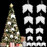 12 Stück Weiß Engelsflügel Weihnachtsbaumschmuck, Federn Engelflügel zum Basteln Anhänger Weihnachtsdeko Ornament für Christbaumschmuck Weihnachten DIY Handwerk