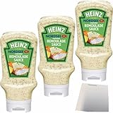 usy Bundle für Heinz Kopfstehende Flasche Remoulade Sauce 3er Pack (3x400ml Flasche) + usy Block