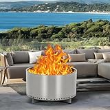 GarveeLife Rauchfreie Feuerstelle mit Luftschalter, tragbare Edelstahl-Feuerstelle mit Ständer und Aschekanne, ideal für Camping, Hinterhof, Terrasse und Picknick, H: 29,2 cm, 8,5 kg