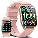 Ddidbi Smartwatch Damen Herren, Telefonfunktion 1,85' Touchscreen Smart Watch, Herzfrequenz Schrittzähler Schlaftracker IP68 Wasserdicht Sportuhr, 112 Sportmodi Fitnessuhr für Android &iOS, Rosa