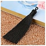 SHTGOI 10 Stück 8 cm Quasten Handgemachte Troddel Anhänger Fransen mit Ice Silky Kordel Schlaufen Floss Lesezeichen Quasten Tassel für Schmuck Souvenir DIY Kleidung Handwerk Zubehör Schwarz