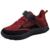 Generisch Hallenturnschuhe, Turnschuhe Jungen Hallenschuhe Mädchen Mit Klettverschluss Sneaker Hallenturnschuhe Sportschuhe Kinderschuhe rutschfeste Sport Schuhe Mesh Laufschuhe Leichte Roter 28