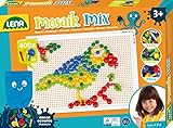 Lena 35594 - Mosaik Steckspiel Set, Steckmosaik mit 400 Stecker, Mosaikstecker Ø 5mm, 10mm und 15mm, Mosaikspiel für Kinder ab 3 Jahre, Komplettset mit Steckplatte ca. 28 x 19,5 cm und Organizer