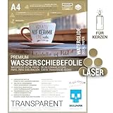 SKULLPAPER® Wasserschiebefolie TRANSPARENT für Laserdrucker - hauchdünn DIY Decal Abziehbild - Nassschiebefolie für Keramik, Glas, Kerzen, Metall, Kunststoff, Modellbau (A4-8 Blatt)