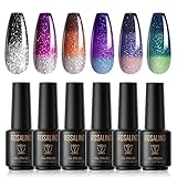 ROSALIND UV Nagellack Thermo Set 6 Farben 7Ml Mit Geschenkbox,Gel Nagellack Farbwechsel Shellac Set Uv Gel Nail Art,Soak Off Uv Thermo Nagellack