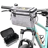 Lenkertasche Fahrrad Fahrradkorb Vorne 5L, Multifunktionaler Fahrradtasche Lenker mit Lenkeradapter für Fahrrad & Elektrofahrräder, Wasserdicht mit durchsichtigem PVC Fenster für Tablet oder Handy