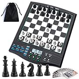 GYKOZY Elektronisches Schachbrettspiel, KI-Schachcomputer mit anpassbarem Schwierigkeitsgrad, mit LCD-Display, magnetischen Figuren, automatischer Spielspeicherfunktion