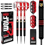 RED DRAGON Wolf Pack 22g Steeltip Messing Dart Set - Dartpfeile mit Dart Flights und Dart Shafts (Stiele)