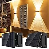 Talwei Solar Wandleuchte Aussen 2 Stück Up and Down Leuchten Solarleuchte für Außen Warmweiß Led Beleuchtung Wasserdichte Wandleuchte Wand kabellos Wasserdichte Zaun (Große Lampe, 2 Stück)