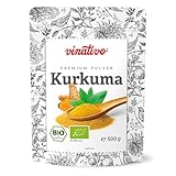 vinativo Kurkuma Pulver BIO – 500g – bio Rohkost-Qualität – natürliches Kurkumin – Kurkumapulver – Curcuma gemahlen – Bio-Qualität