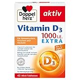 Doppelherz Vitamin D 1000 - Vitamin D als Beitrag zur normalen Funktion des Immunsystems, der Knochen & Muskelfunktion - 45 Mini-Tabletten