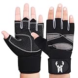 HHH Fitness-Handschuhe, Trainingshandschuhe, volle Handgelenkstütze, atmungsaktiv, extra griffig, Handflächenschutz, Fitness, Crossfit, für Damen und Herren (XL)