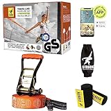 Gibbon Slacklines Travel Line | Leichtes, Kompaktes 15m Slackline-Set für Anfänger & Fortgeschrittene | TÜV-geprüft | inkl. Ratschenschutz & TreeWear | Ideal für Reisen & Urlaub