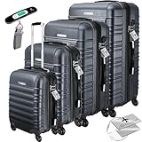 KESSER® 4tlg. Hartschalenkofferset Reisekoffer Set Reisekofferset Trolley Koffer Inkl. Kofferwaage + Gepäckanhänger Rollkoffer Schloss 4 Rollen ABS-Hartschale Teleskopgriff S-M-L-XL