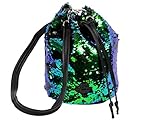 Alsino Glitzer Turnbeutel Sportbeutel Glitter Beutel für Mädchen 18 cm Uni Farben Wende Pailletten, Variante wählen:BEU-03 blau lila