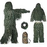 Northspoor 3D-Ghillie-Tarnanzug, 5-teiliges Set Taktischer Jagdanzug Scharfschützenanzug, Wiederverwendbare Rundum-Tarnung, Unisex-Kampffotografie-Scharfschützen-Tarnanzug für Erwachsene