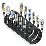 Ruioomeep 6 Stück XLR Mikrofonkabel, 1M 3 Pin Symmetrisches XLR Kabel DMX Mikrofon Anschlusskabel Stecker auf Buchse DMX Mikrofonkabel für Mikrofon, Mischpult, Lautsprechersystem