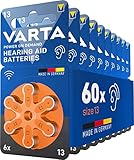 VARTA Hörgerätebatterien Typ 13 orange, Batterien 60 Stück Vorratspack, Power on Demand, wireless approved, Größe p 13 für Hörgeräte & Hörhilfen, Made in Germany [Exklusiv bei Amazon]