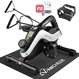 ANCHEER Mini Bike Heimtrainer, Quiet Magnetic Faltbarer Mini Heimtrainer mit Widerstand Band, Gummi-Matte, 10-Level-Tension, LCD Monitor, Pedaltrainer für Senioren & Home Office Workout mit Anleitung