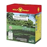 WOLF-Garten „Schatten & Sonne“ Premium-Rasen LP 200 (für 200 m², sehr hohe Dichte mit ca. 100.000 Trieben/m2, besonders strapazierfähig, hohe Schattenverträglichkeit, 4kg Faltschachtel) 3820050