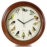 Out of the blue Wanduhr mit Vogelstimmen, Durchmesser ca. 33 cm, aus Kunststoff, batteriebetrieben, im Geschenkkarton